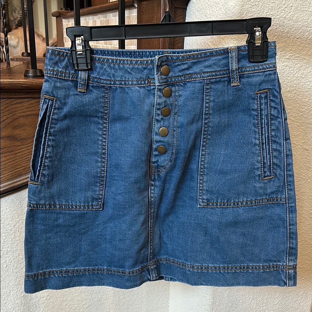 Free People Denim Button-Front Skirt